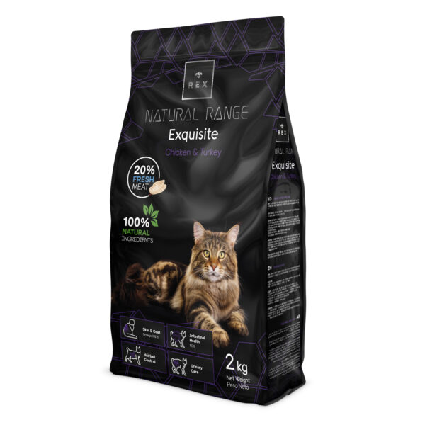 Rex Natural Range Exquisite Adult Cat - Chicken & Turkey csirke- és pulykahúsos macskaeledel 2 kg