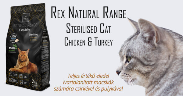 Rex Natural Range Exquisite Sterilised Cat - Chicken & Turkey csirke- és pulykahúsos macsakeledel 2kg - imagine 2